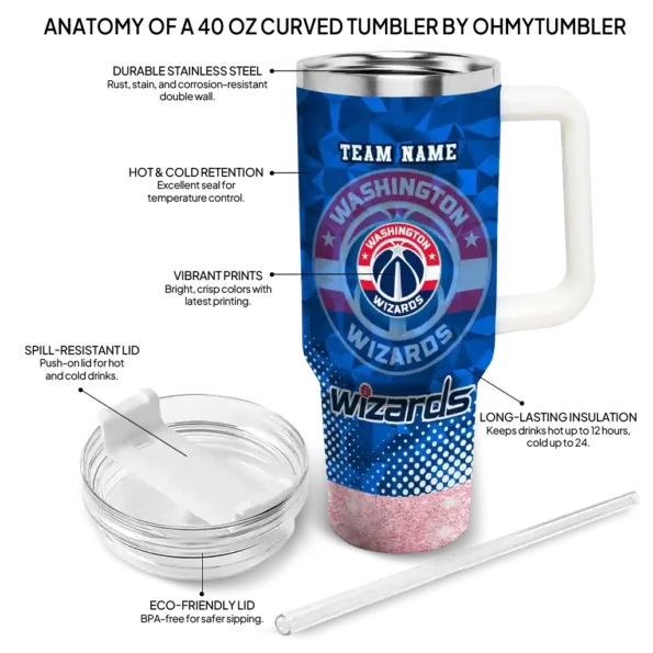 custom washington wizards geometric prism blue curved tumbler new arrival 1.webp