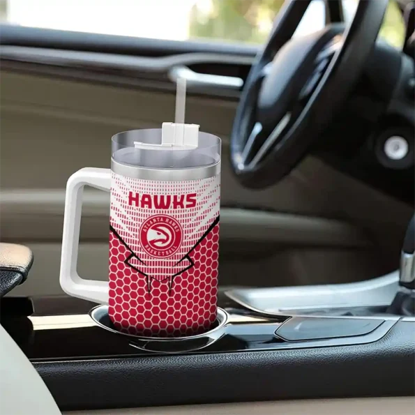 customized atlanta hawks hex texture red curved tumbler trendy 1.webp