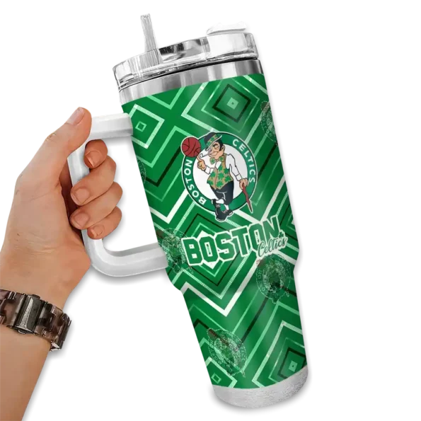 customized boston celtics bold diamonds green curved tumbler fashion forward 1.webp