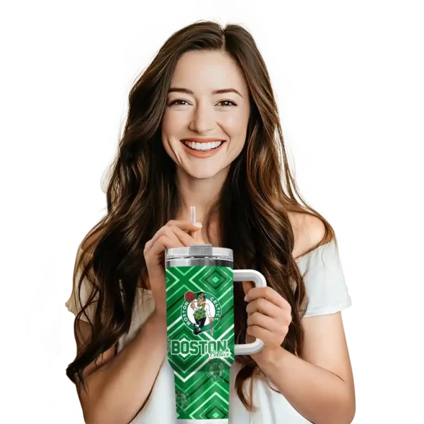 customized boston celtics bold diamonds green curved tumbler premium grade 1.webp