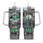 customized boston celtics superman shield green gray curved tumbler best selling 1.webp