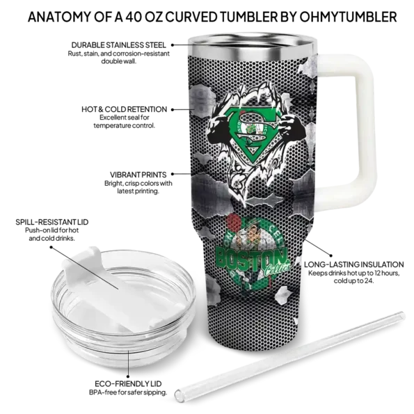 customized boston celtics superman shield green gray curved tumbler new arrival 1.webp