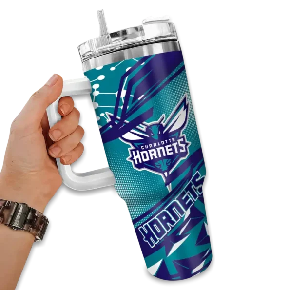 customized charlotte hornets abstract paths teal curved tumbler fashion forward 1.webp