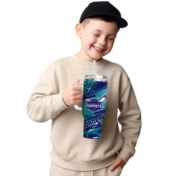 customized charlotte hornets abstract paths teal curved tumbler latest model 1.webp
