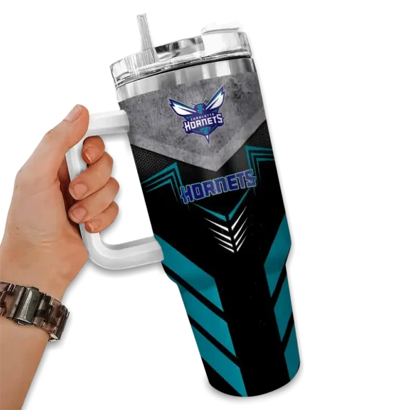 customized charlotte hornets arrow armor teal black curved tumbler fashion forward 1.webp