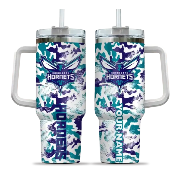 customized charlotte hornets camo mashup teal white curved tumbler best selling 1.webp