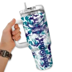 customized charlotte hornets camo mashup teal white curved tumbler best selling 1.webp