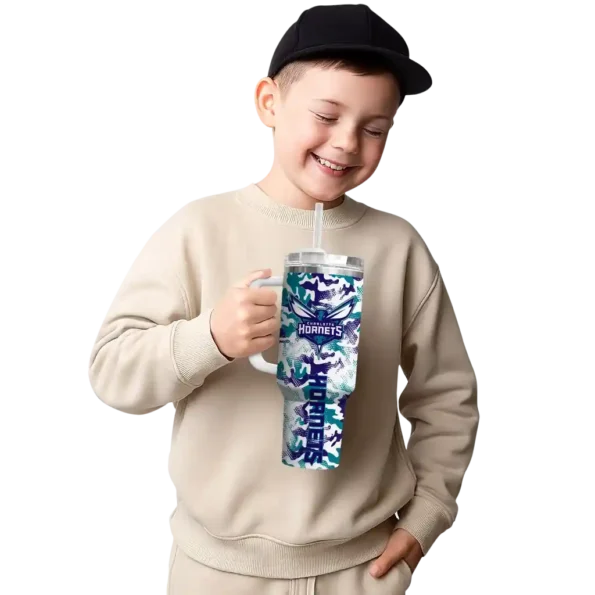 customized charlotte hornets camo mashup teal white curved tumbler latest model 1.webp