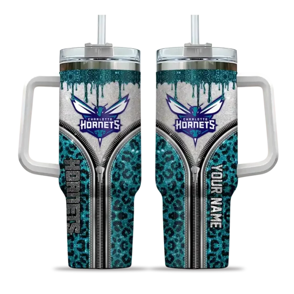 customized charlotte hornets leopard zipper teal curved tumbler best selling 1.webp