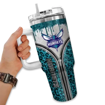 customized charlotte hornets leopard zipper teal curved tumbler fashion forward 1.webp