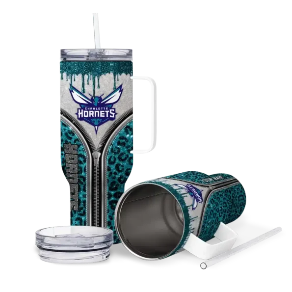 customized charlotte hornets leopard zipper teal curved tumbler high quality 1.webp
