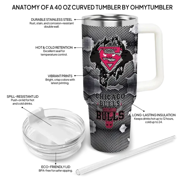 customized chicago bulls superman shield red gray curved tumbler new arrival 1.webp