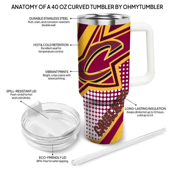customized cleveland cavaliers arrow burst wine curved tumbler new arrival 1.webp