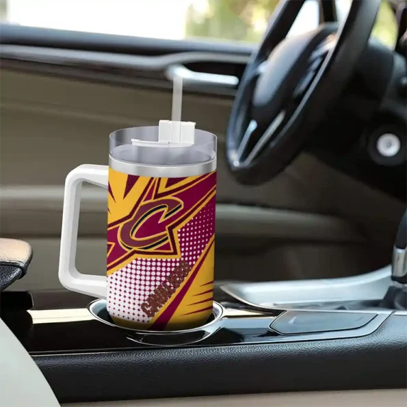 customized cleveland cavaliers arrow burst wine curved tumbler trendy 1.webp