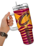 customized cleveland cavaliers chevron layers wine curved tumbler best selling 1.webp