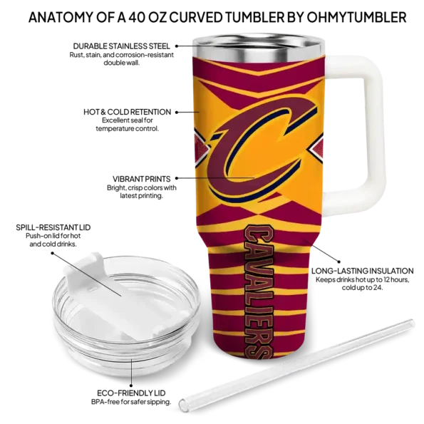 customized cleveland cavaliers chevron layers wine curved tumbler new arrival 1.webp