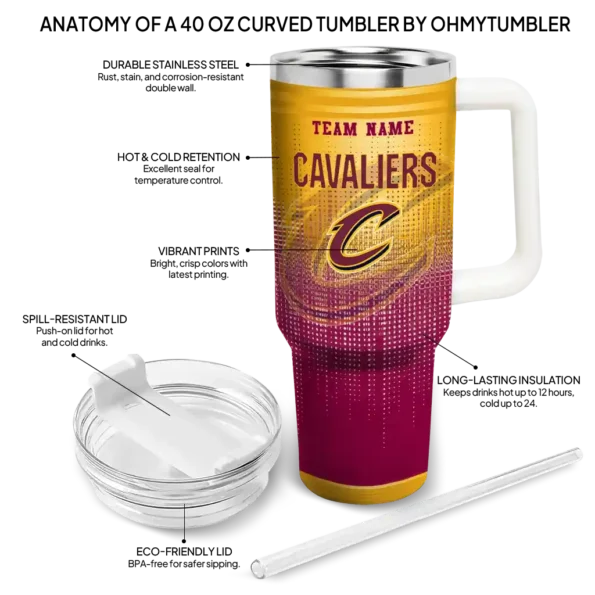 customized cleveland cavaliers gradient dots wine curved tumbler new arrival 1.webp