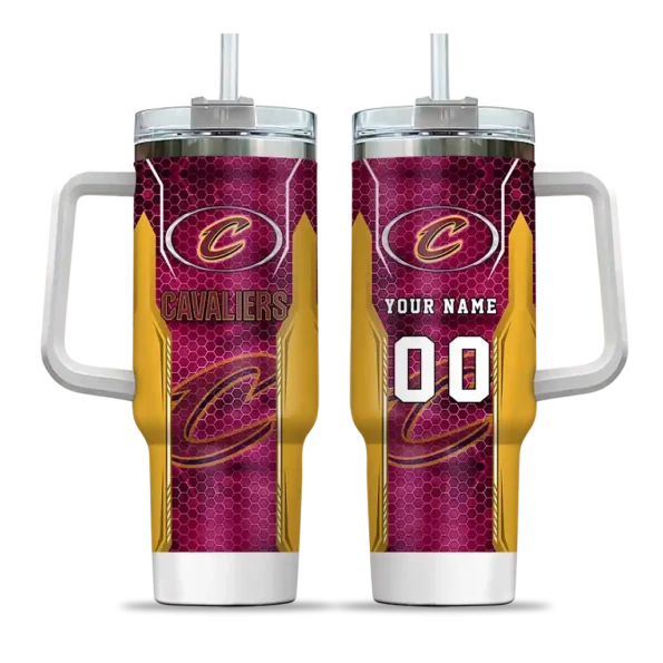 customized cleveland cavaliers hexagon armor wine curved tumbler best selling 1.webp