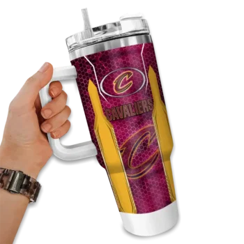 customized cleveland cavaliers hexagon armor wine curved tumbler fashion forward 1.webp