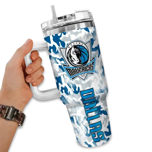customized dallas mavericks camo mashup blue white curved tumbler fashion forward 1.webp