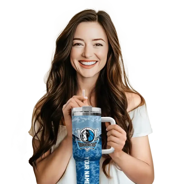 customized dallas mavericks chevron stripe blue curved tumbler premium grade 1.webp
