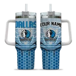 customized dallas mavericks hex texture blue curved tumbler best selling 1.webp