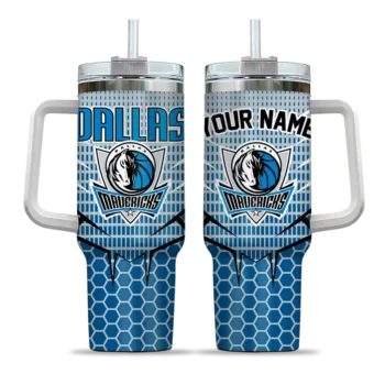 customized dallas mavericks hex texture blue curved tumbler best selling 1.webp