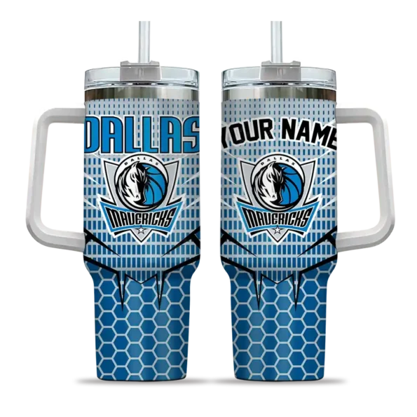 customized dallas mavericks hex texture blue curved tumbler best selling 1.webp