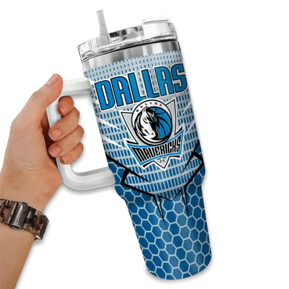 customized dallas mavericks hex texture blue curved tumbler fashion forward 1.webp