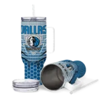customized dallas mavericks hex texture blue curved tumbler best selling 1.webp