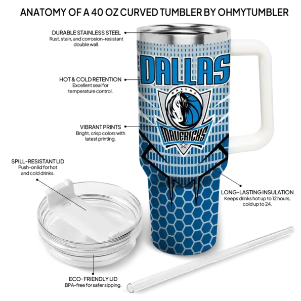 customized dallas mavericks hex texture blue curved tumbler new arrival 1.webp