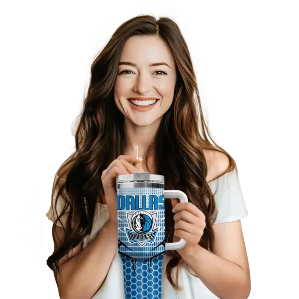 customized dallas mavericks hex texture blue curved tumbler premium grade 1.webp