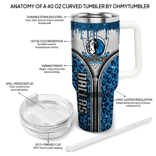 customized dallas mavericks leopard zipper blue curved tumbler new arrival 1.webp