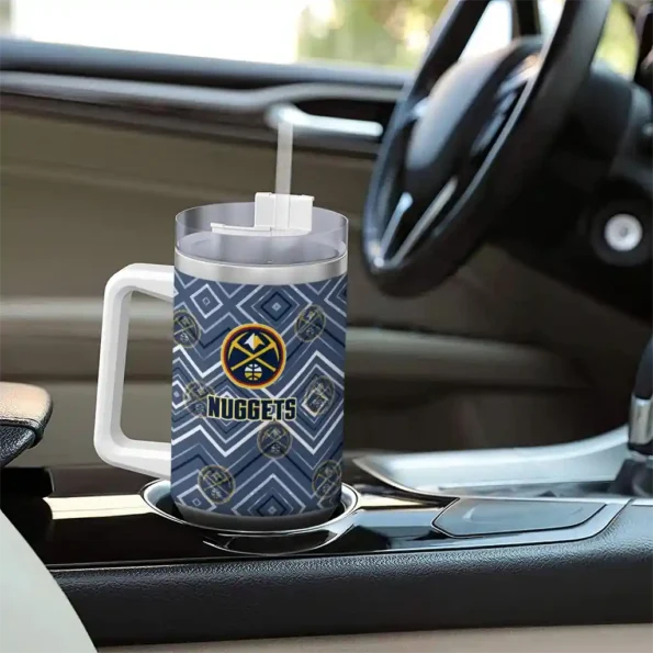 customized denver nuggets bold diamonds blue curved tumbler trendy 1.webp