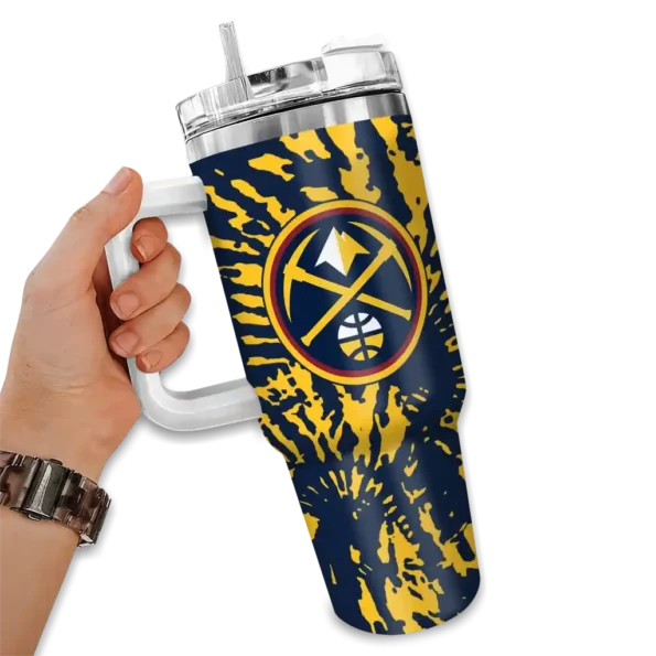 customized denver nuggets burst swirl blue curved tumbler fashion forward 1.webp