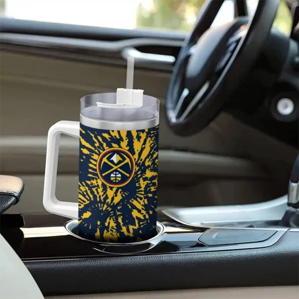 customized denver nuggets burst swirl blue curved tumbler trendy 1.webp