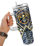 customized denver nuggets chevron angle blue curved tumbler best selling 1.webp