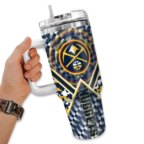 customized denver nuggets chevron angle blue curved tumbler fashion forward 1.webp