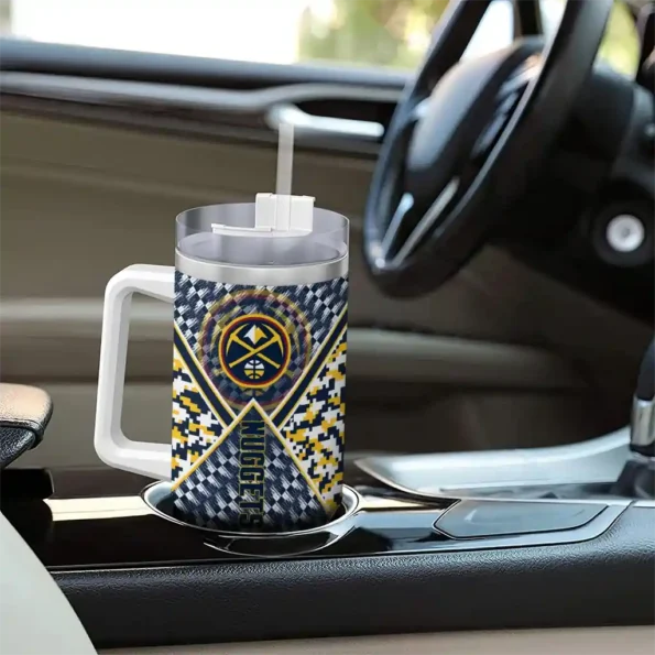 customized denver nuggets chevron angle blue curved tumbler trendy 1.webp
