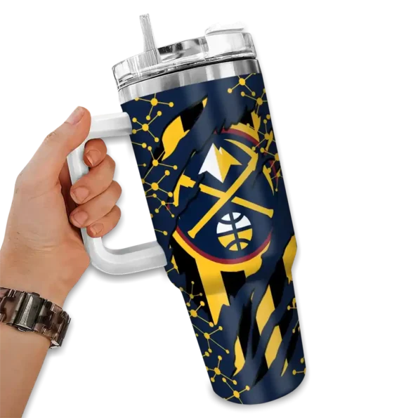customized denver nuggets claw cut blue black curved tumbler fashion forward 1.webp