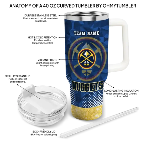 customized denver nuggets geometric prism blue curved tumbler new arrival 1.webp