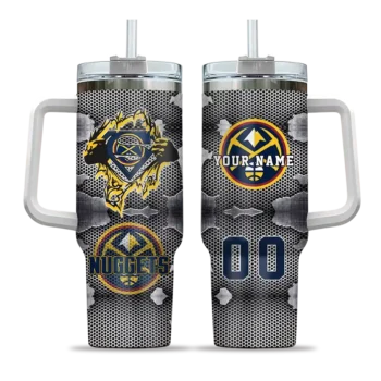 customized denver nuggets superman shield blue gray curved tumbler best selling 1.webp