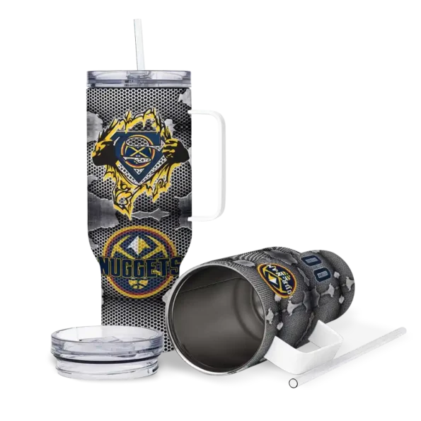 customized denver nuggets superman shield blue gray curved tumbler high quality 1.webp