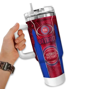 customized detroit pistons hexagon armor red curved tumbler fashion forward 1.webp