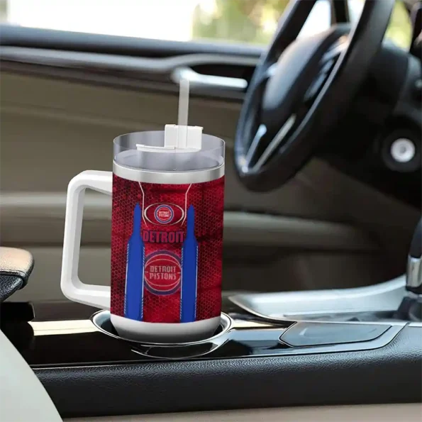 customized detroit pistons hexagon armor red curved tumbler trendy 1.webp