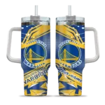 customized golden state warriors abstract paths blue curved tumbler best selling 1.webp