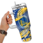 customized golden state warriors abstract paths blue curved tumbler best selling 1.webp