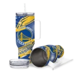 customized golden state warriors abstract paths blue curved tumbler best selling 1.webp