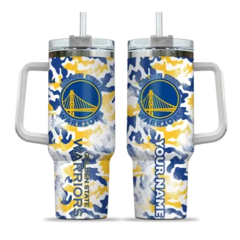 customized golden state warriors camo mashup blue white curved tumbler best selling 1.webp