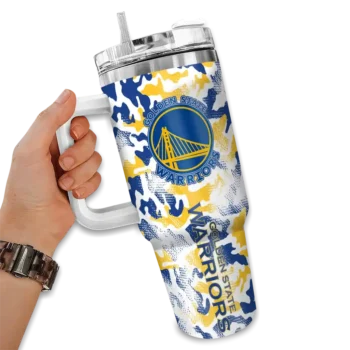 customized golden state warriors camo mashup blue white curved tumbler fashion forward 1.webp